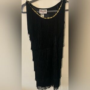 Charades Black Fringe Flapper Dress costume
